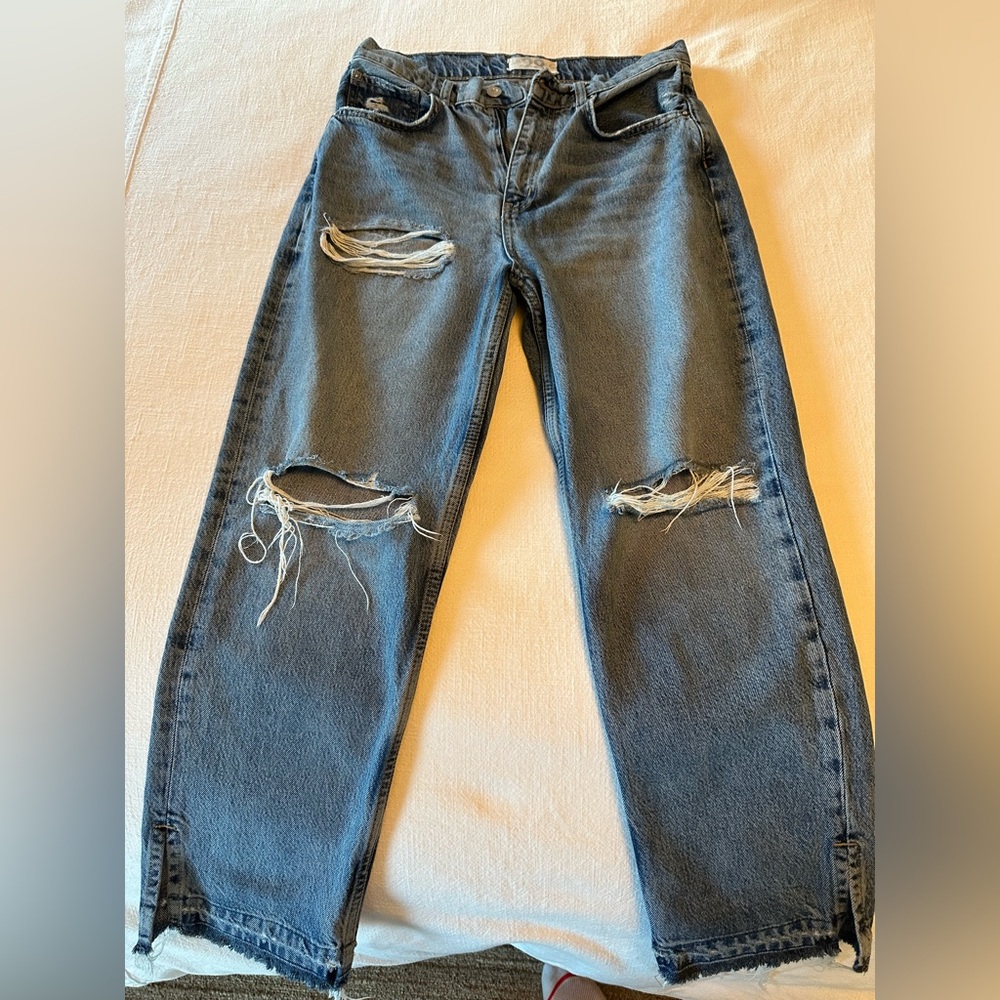 Free People | We the Free | EUC | High waist ripped jeans with split hem